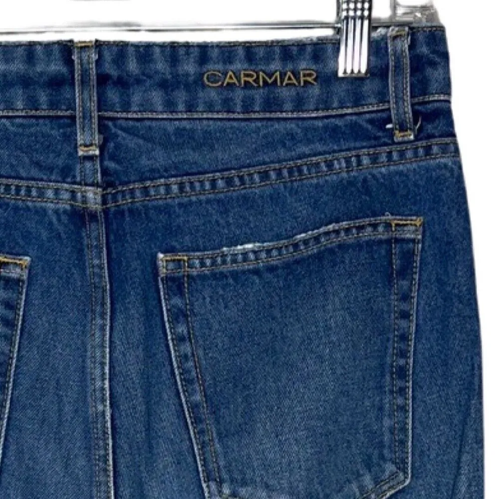 Carmar Jeans Women 6 28" Blue Ankle High Rise Frayed Casual Distressed Destroyed - Image 5