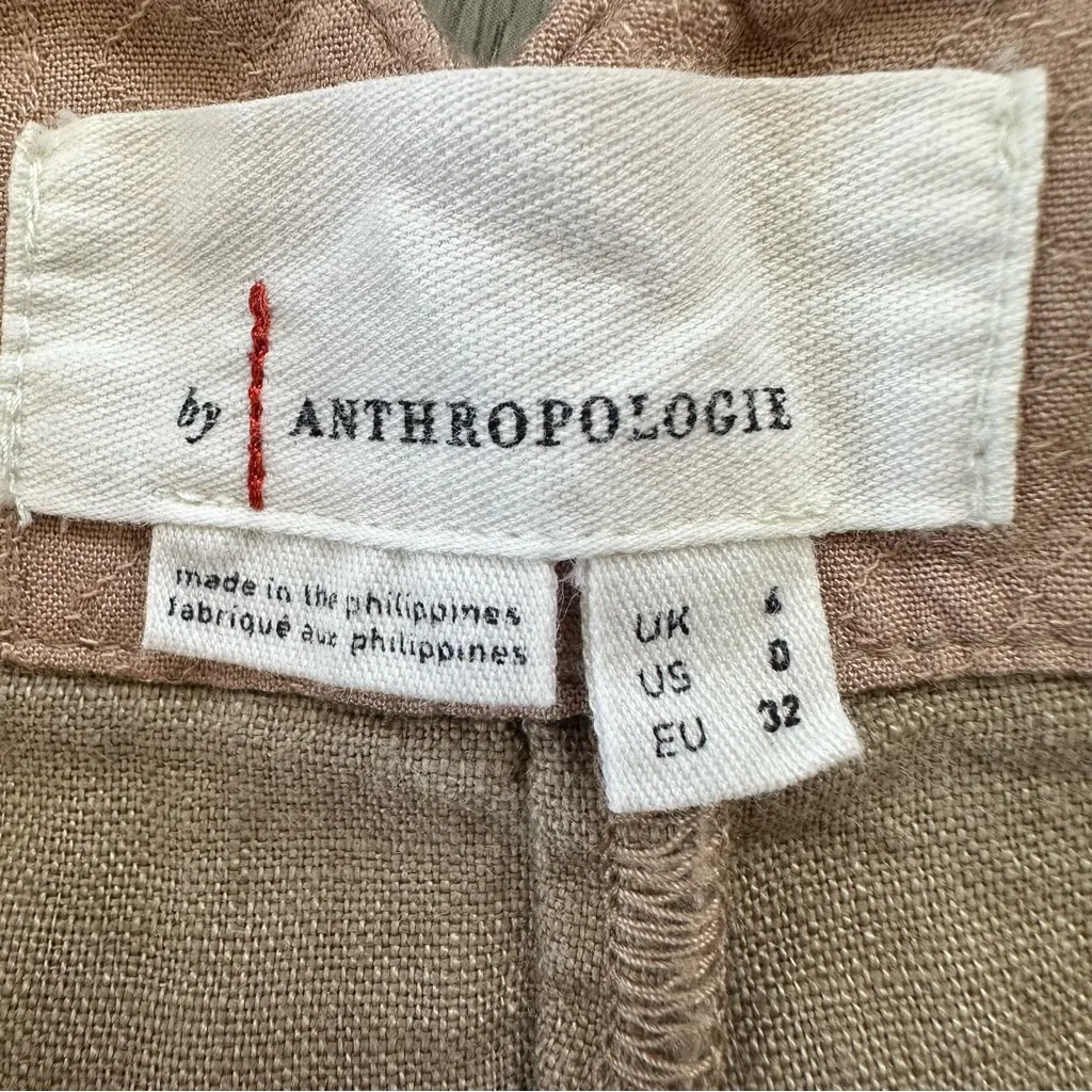 Anthropologie Pintuck Pleated Linen Shorts Women’s 0 Tan Beige - Image 6