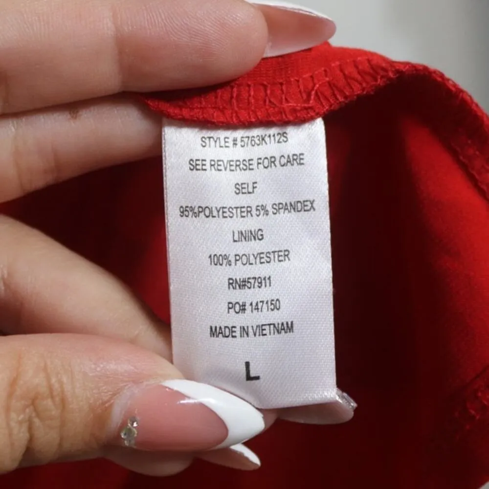 Superfoxx Red California Dreams Red Midi Faux Wrap Dress Sz L - Image 7