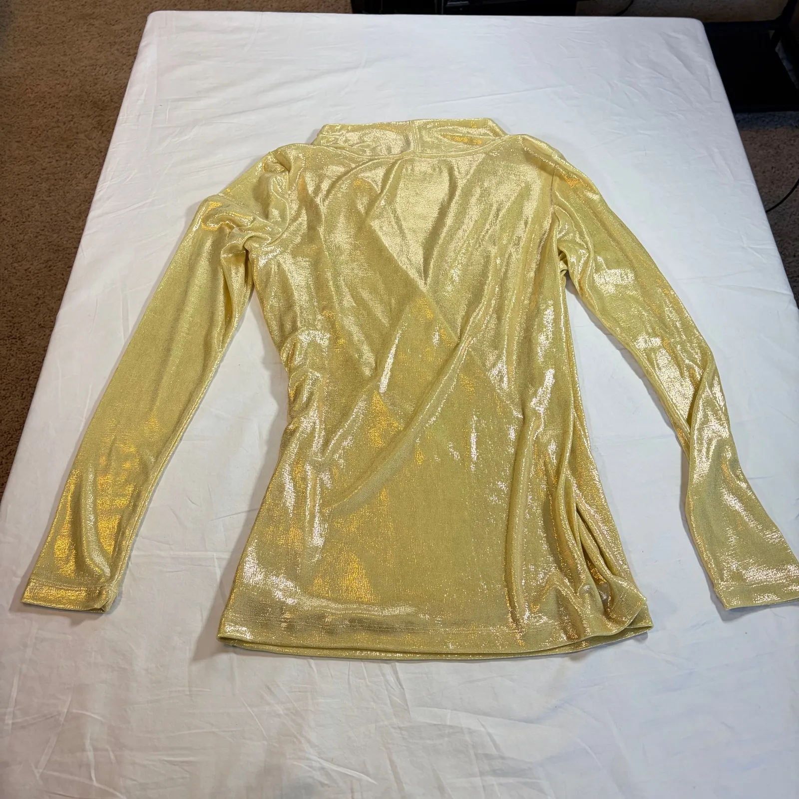 J. Peterman womens gold wrap blouse long sleeve tunic Size S. holiday party - Image 6