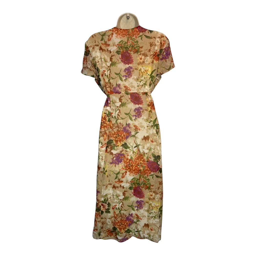 Coldwater Creek 10P Vintage Beige Secretary Floral Midi Dress Silk Women's - Image 5