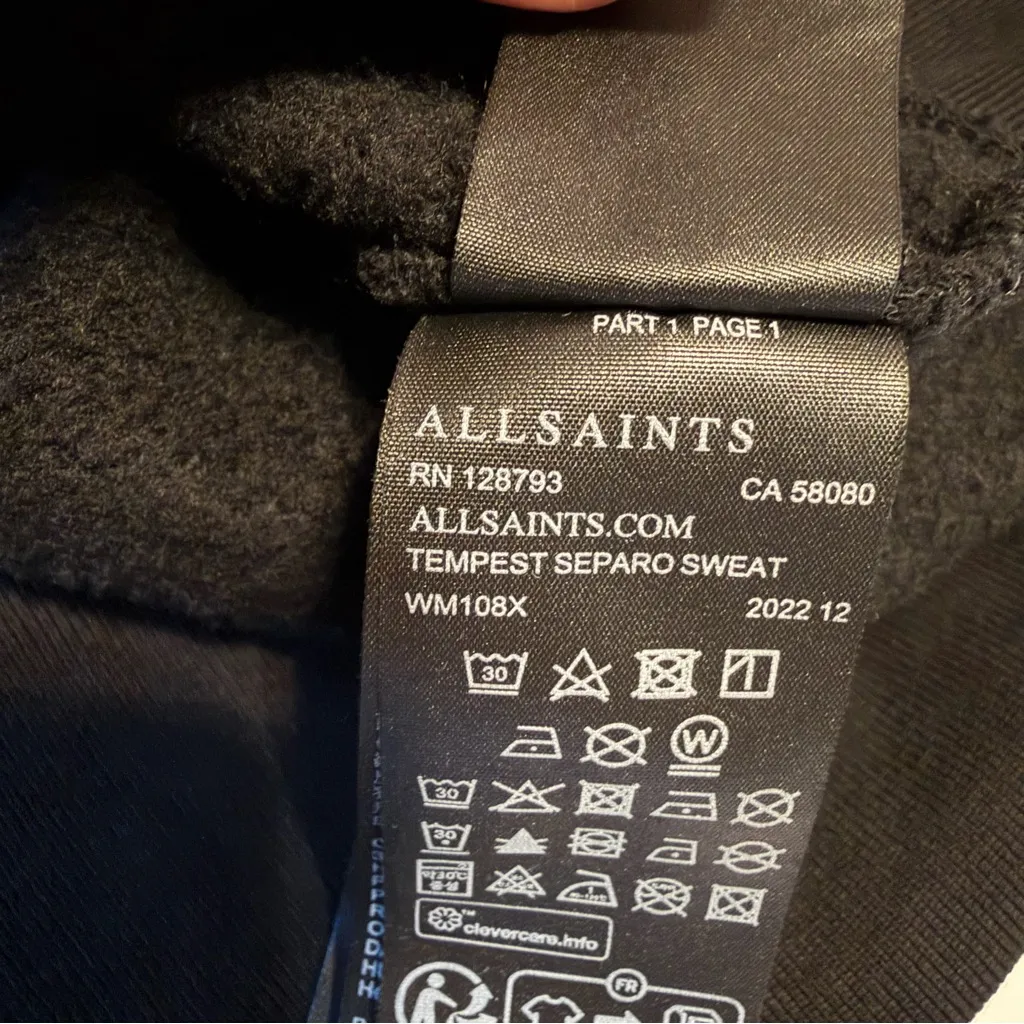ALLSAINTS Tempest Separo Sweatshirt snake sequinns at sleeve, black, size S - Image 12