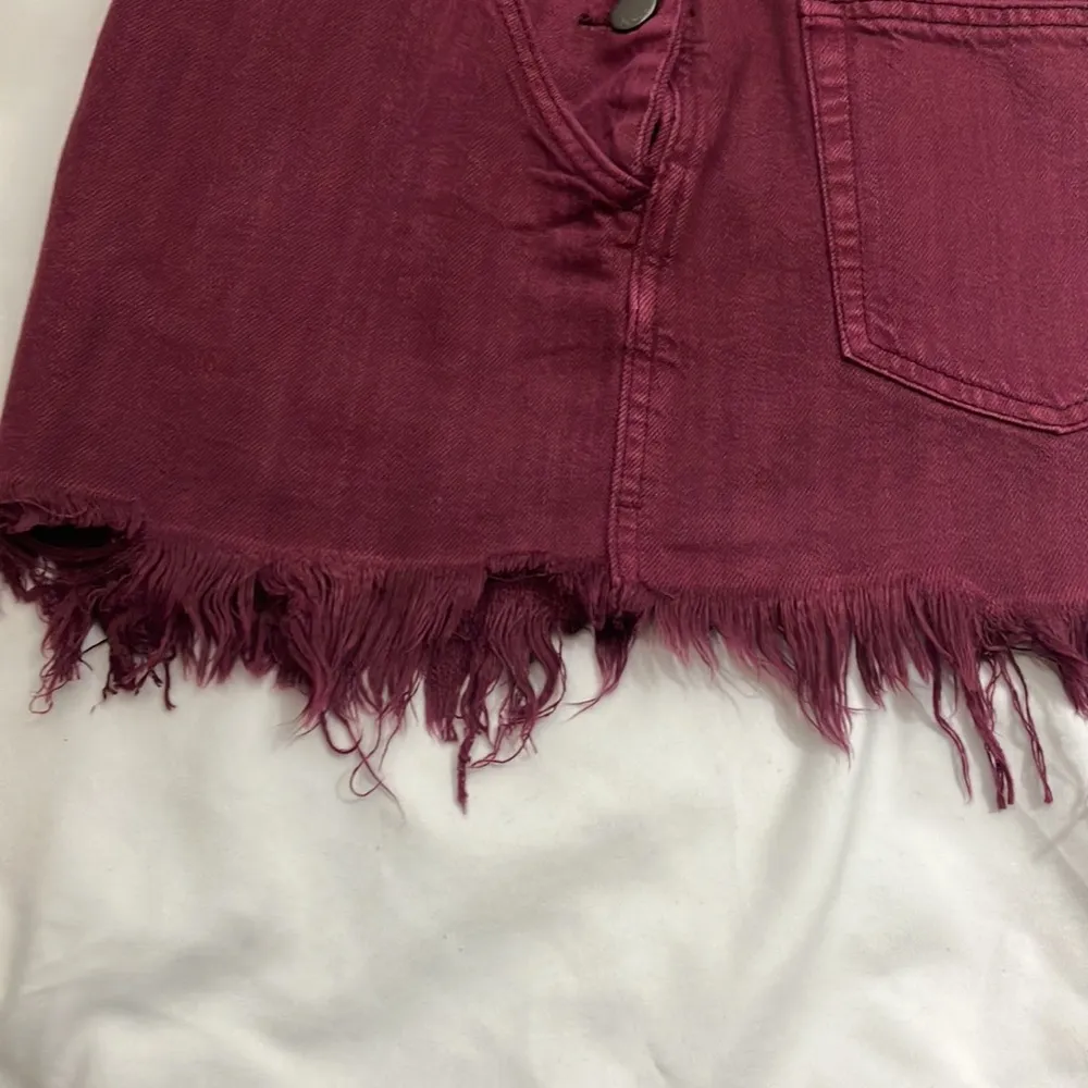 Free People plum purple denim skirt overalls woman’s size 4 - Image 13