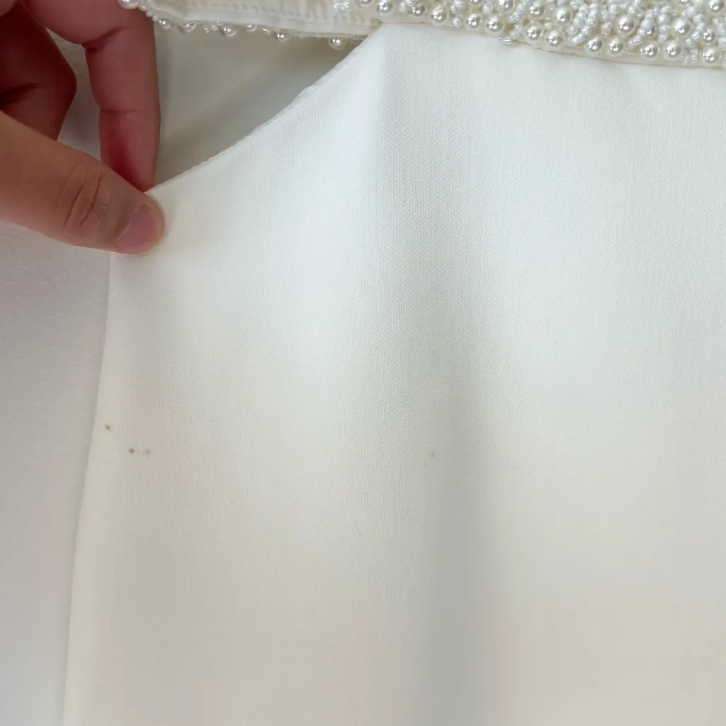 Likely Taliah Feather-Embellished Cut-Out Midi-Dress Formal Bridal White Ivory - Image 9