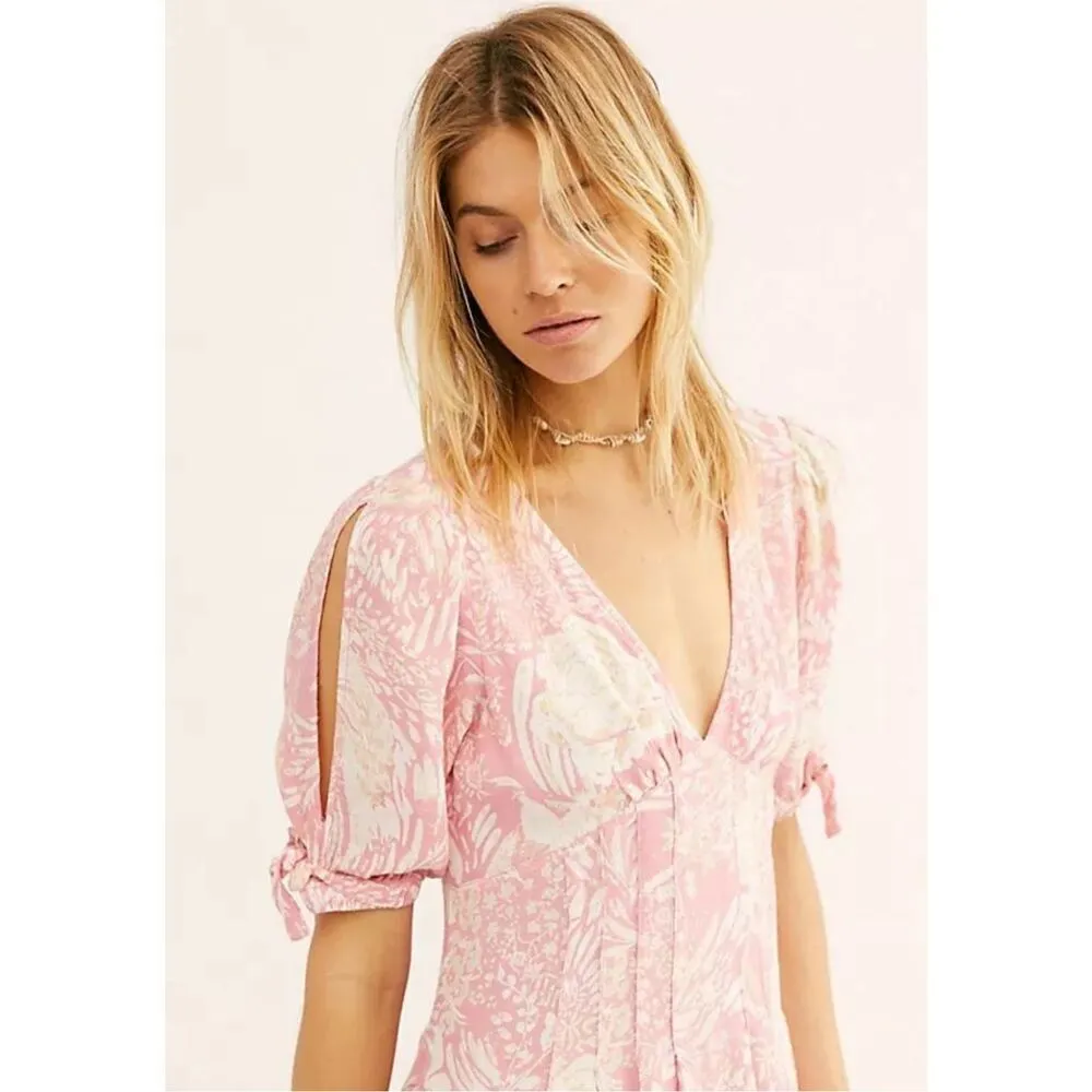 Free People Forever Always MIDI Dress Sz 2 Pink - Image 2