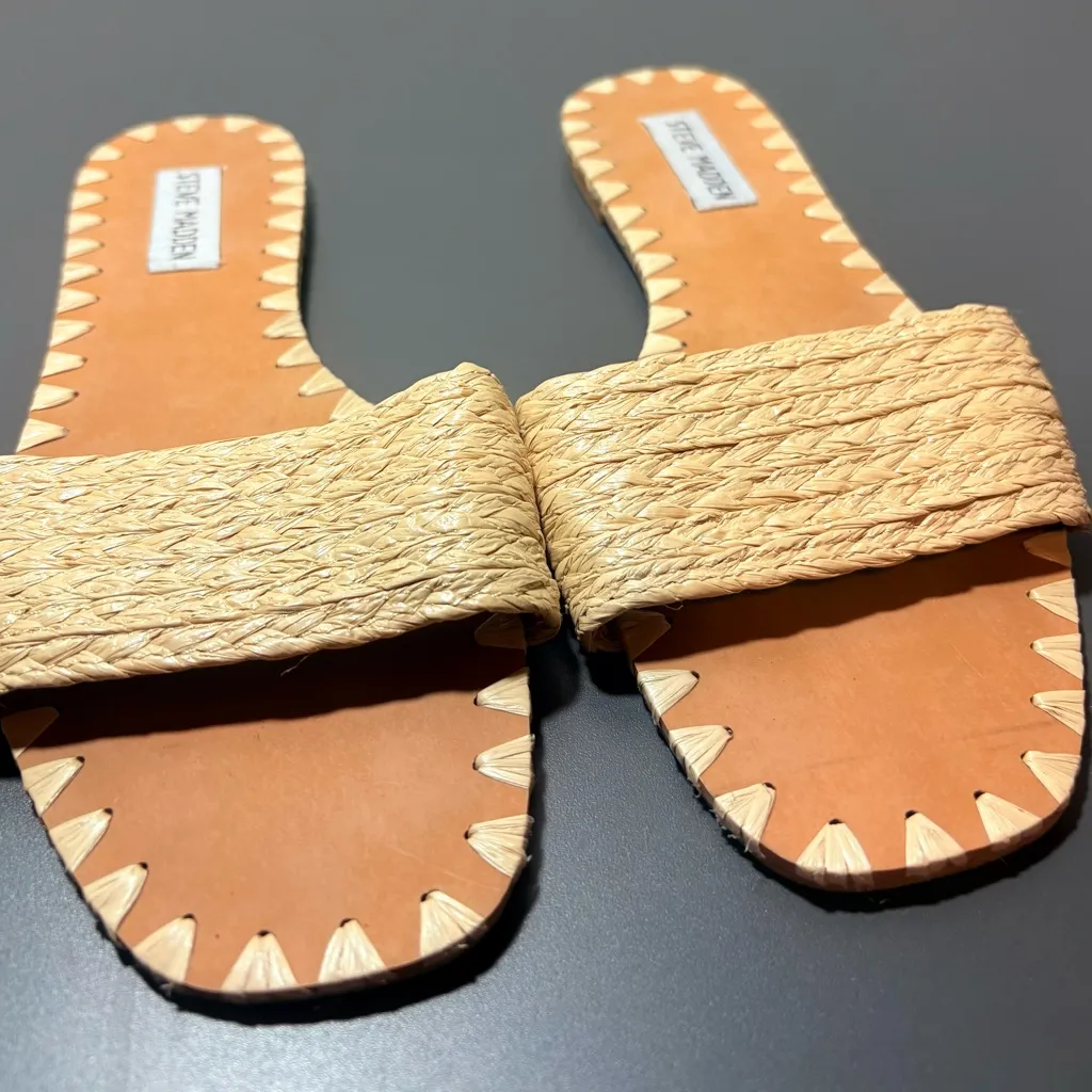 STEVE MADDEN Starfish Straw Woven Strap Sandals - Image 3