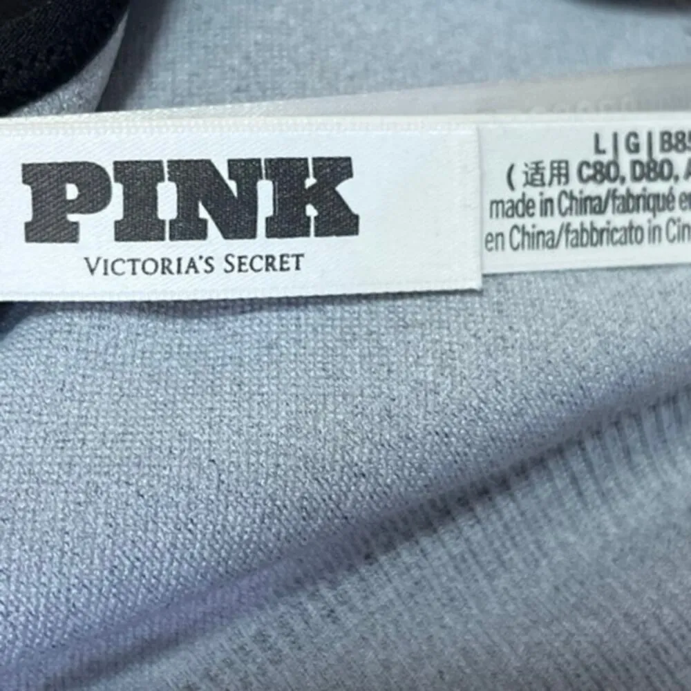 Victoria's Secret PINK Black Square Neck Activewear Yoga Sports Bra Tank Top L Size L - Image 3