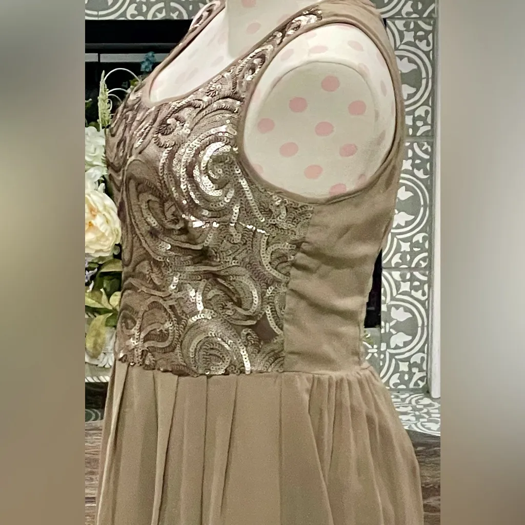 Doe & Rae Boutique Gold Sequin Beaded Sleeveless Cocktail Dress - Small - NWT - Image 5