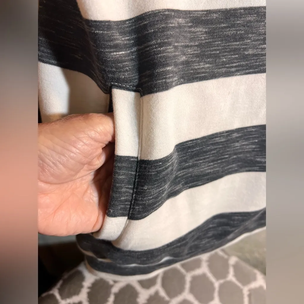 AMPERSAND AVE Striped Hoodie with Red Highlights double hoodie L Y2K streetwear Gray Size L - Image 6