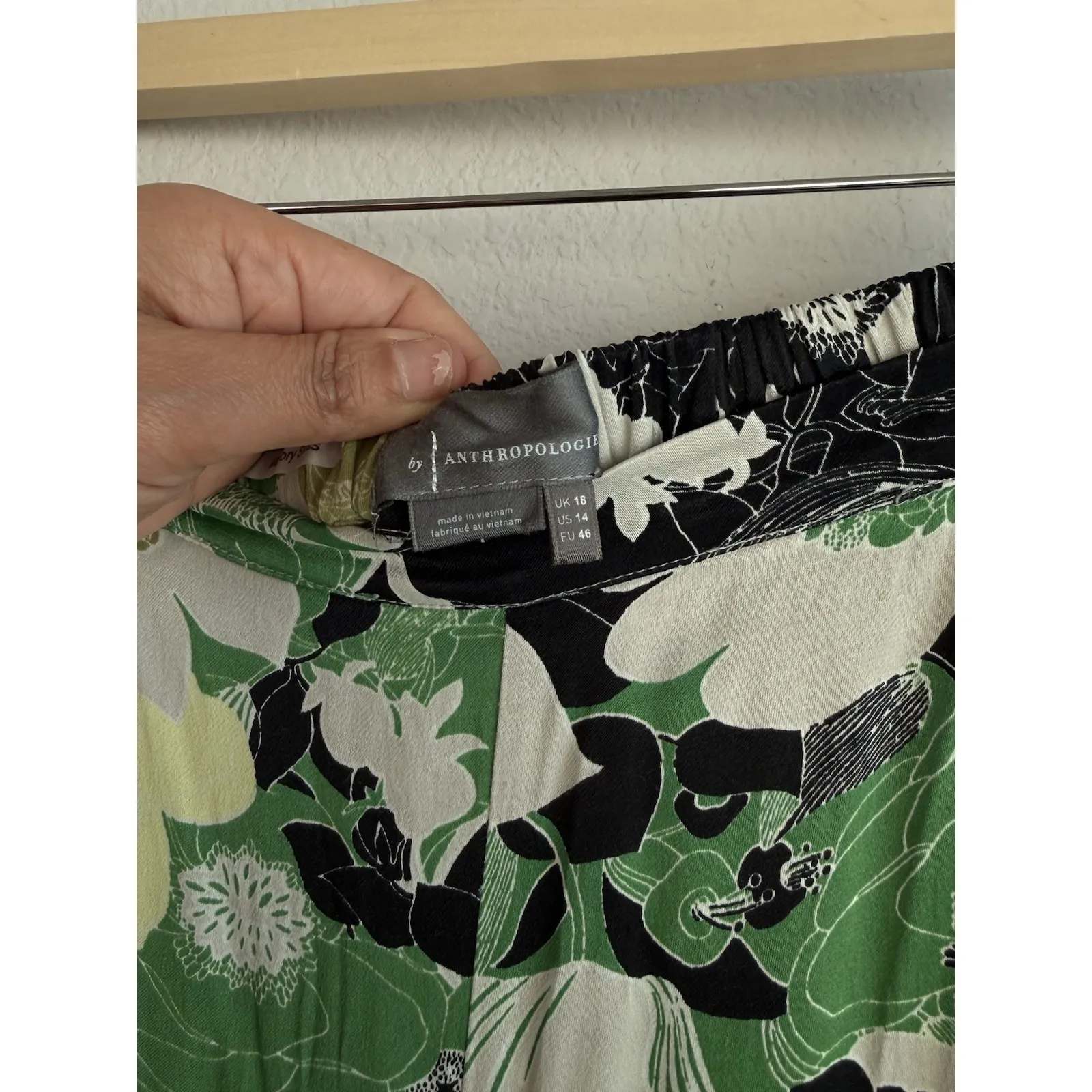 Anthropologie Women's Palazzo  Pull On Pants Floral Wide Leg Size 14 Boho Lounge - Image 8