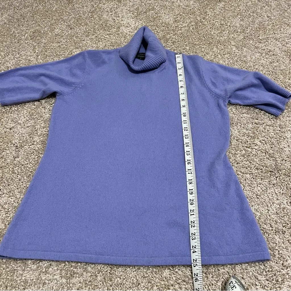 Pure Amici Purple Cashmere Turtle Neck 3/4 Sleeve Sweater Women’s Large - Image 5
