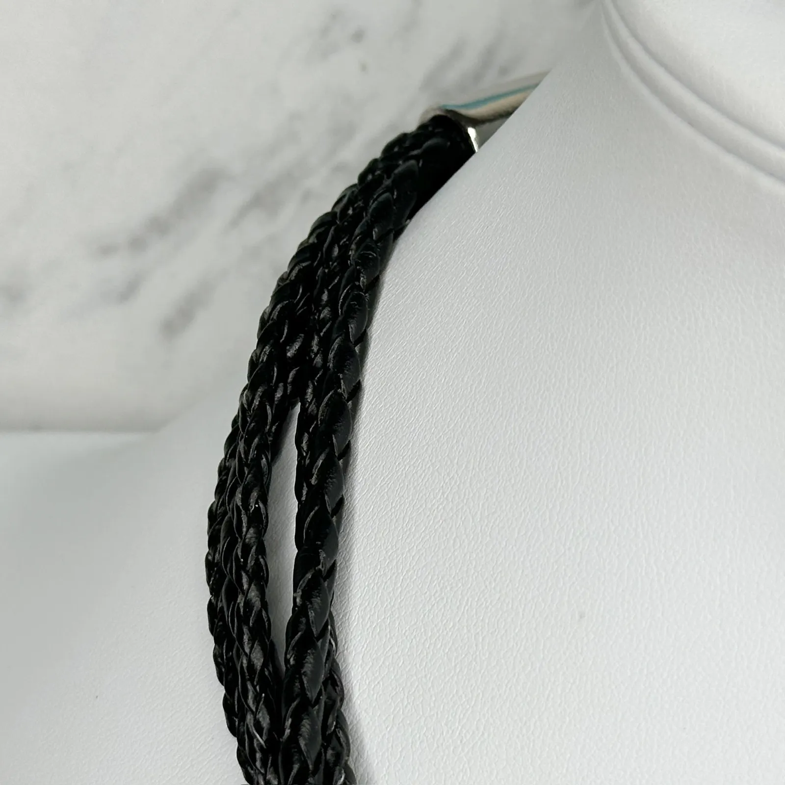 Chico's Rhinestone Silver and Gold Tone Black Braided Cord Necklace ✨ - Image 5