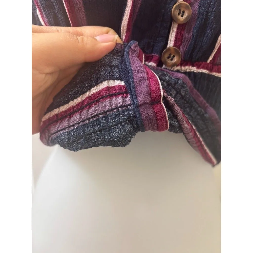 Abercrombie & Fitch Smocked Waist Dolman Top XS Striped V-neck cap sleeve - Image 7