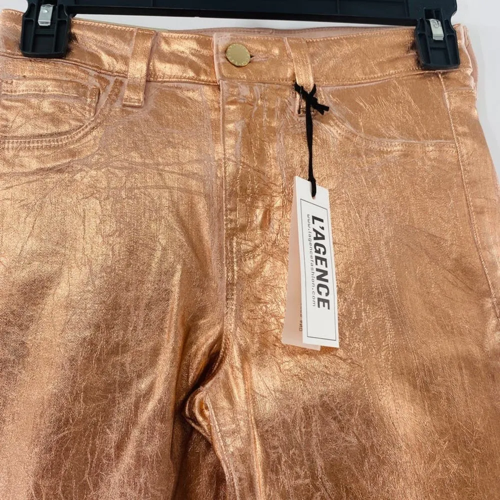 NEW L’Agence Margot High Rise Skinny Petal & Light Rose Gold Foil Jeans Size 25 - Image 9