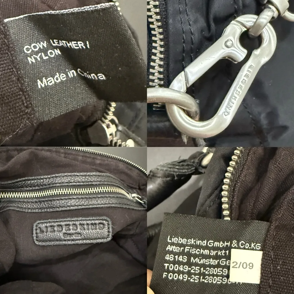 LIEBESKIND BERLIN Naomi Black Nylon & Leather Slouchy Crossbody Handbag - Image 15