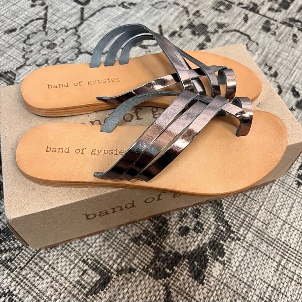 Band of Gypsies rose pewter leather sandals NIB - 8 - $109 - Image 2