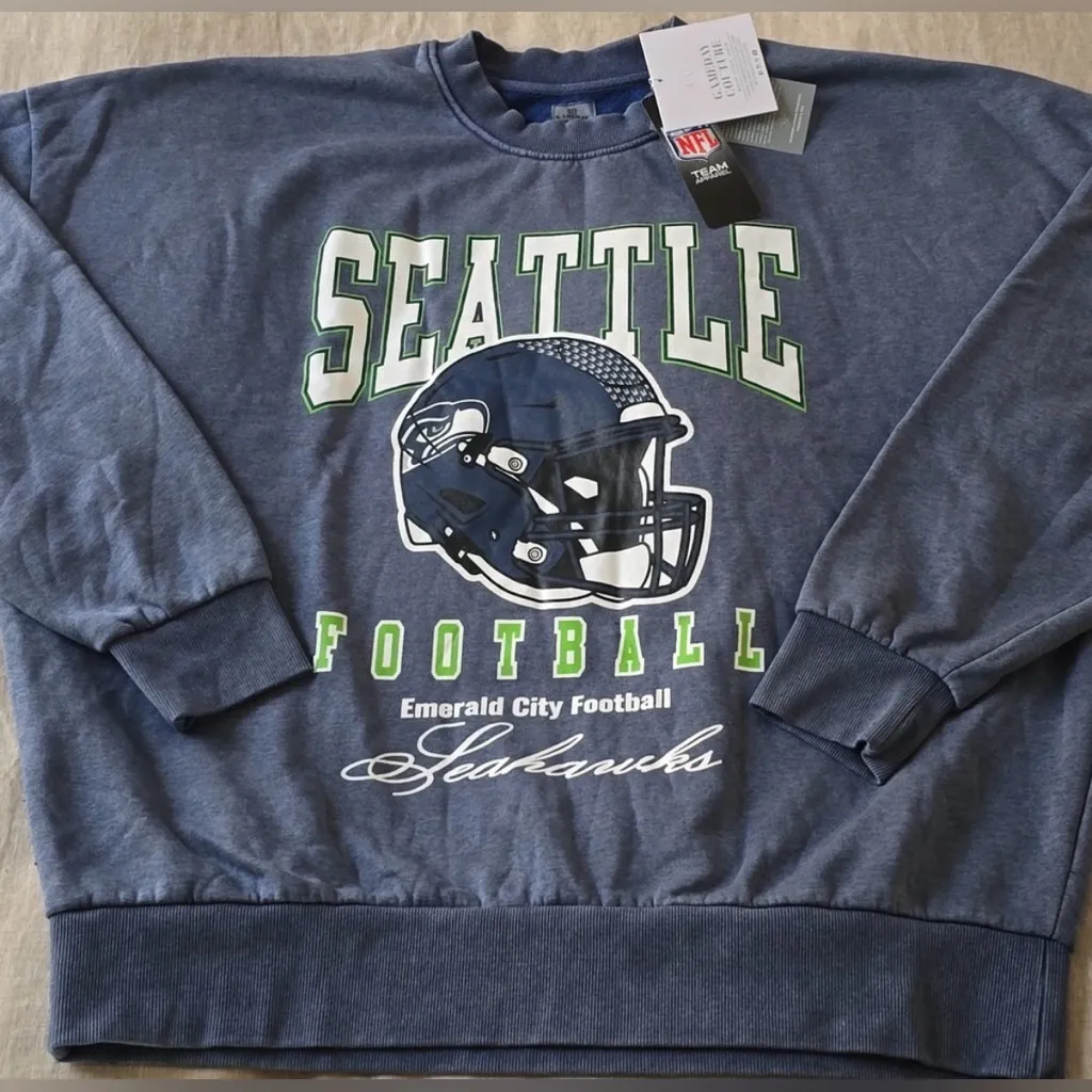 Seattle Seahawks NFL Game Couture Blue Oversized Sweatshirt Size Small - Image 3