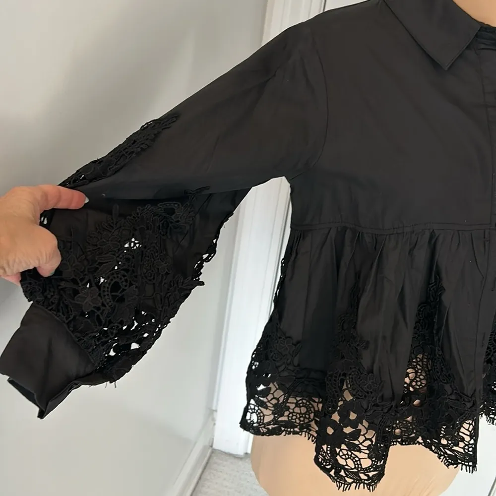 Choklate Paris Adelyn Anglaise Black Lace Blouse - Image 9