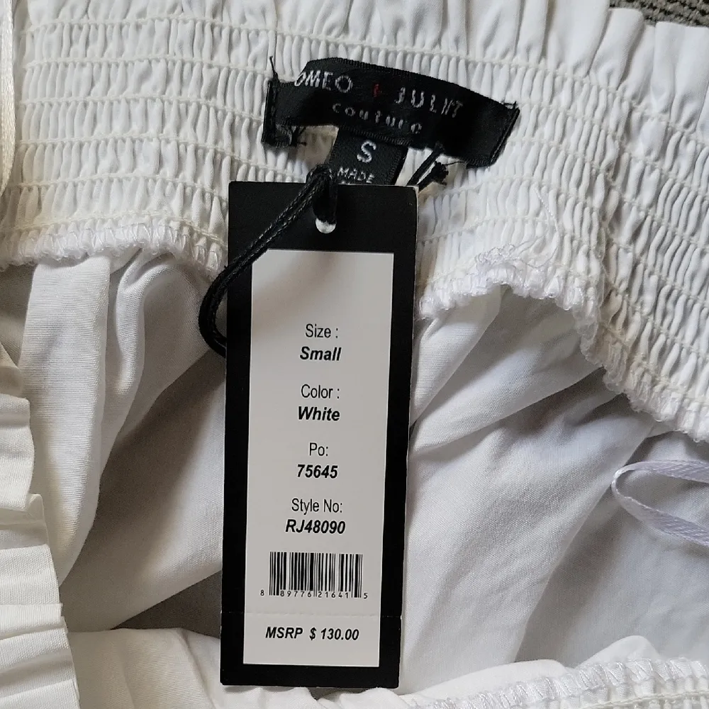 Romeo & Juliet Couture White Smocked Off-Shoulder Blouse Size S - Image 5