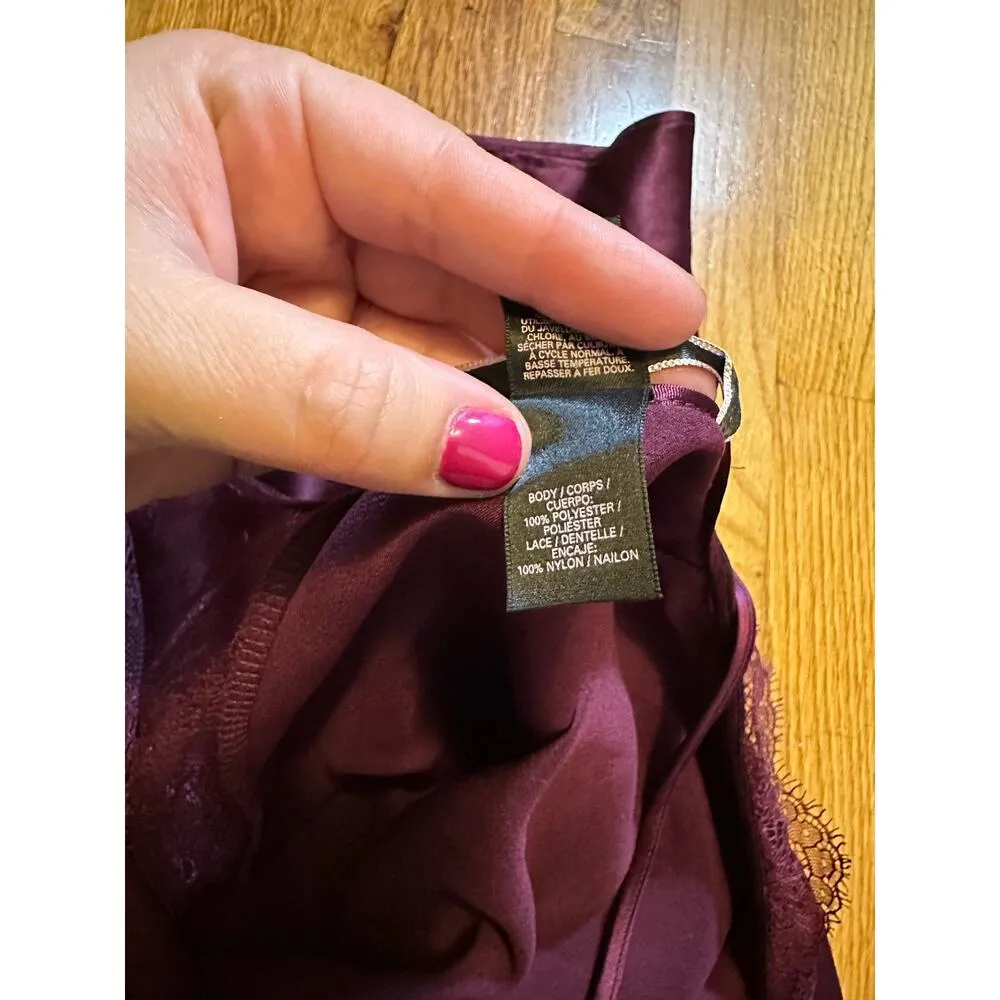 Victoria’s Secret Womens large Y2K Purple Spaghetti Strap Satin Lace Slip - Image 8