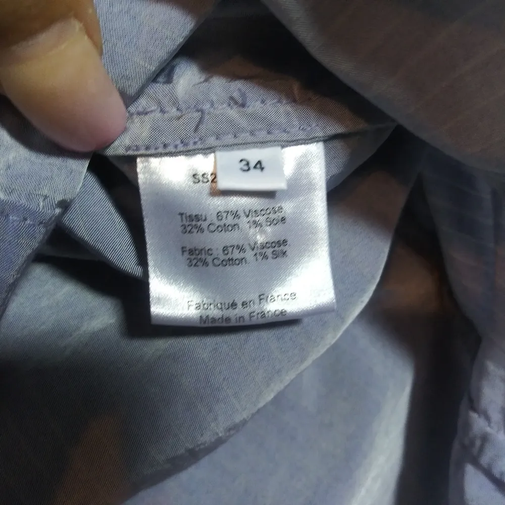 Roseanna Slate Blue Pinstripe Button Down Shirt Preppy Office Career Size 34 - Image 6