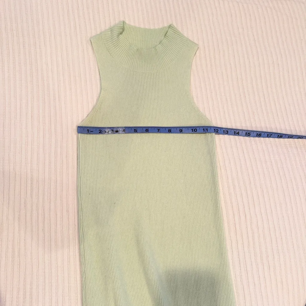 Papermoon Mock Neck Sleeveless Knit Sweater Dress Mint Green Women's Size Small - Image 7