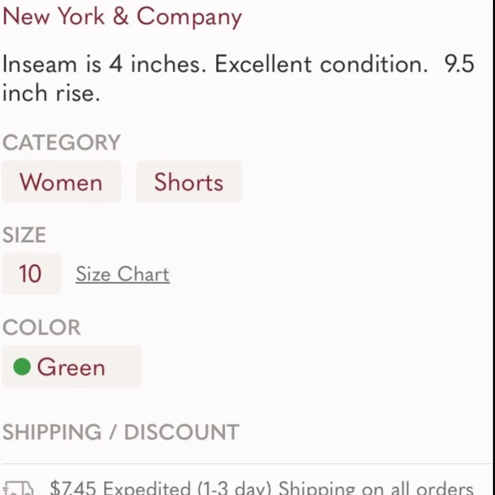 New York & Company Cotton Parrot Green Shorts Womens 10 - Image 5