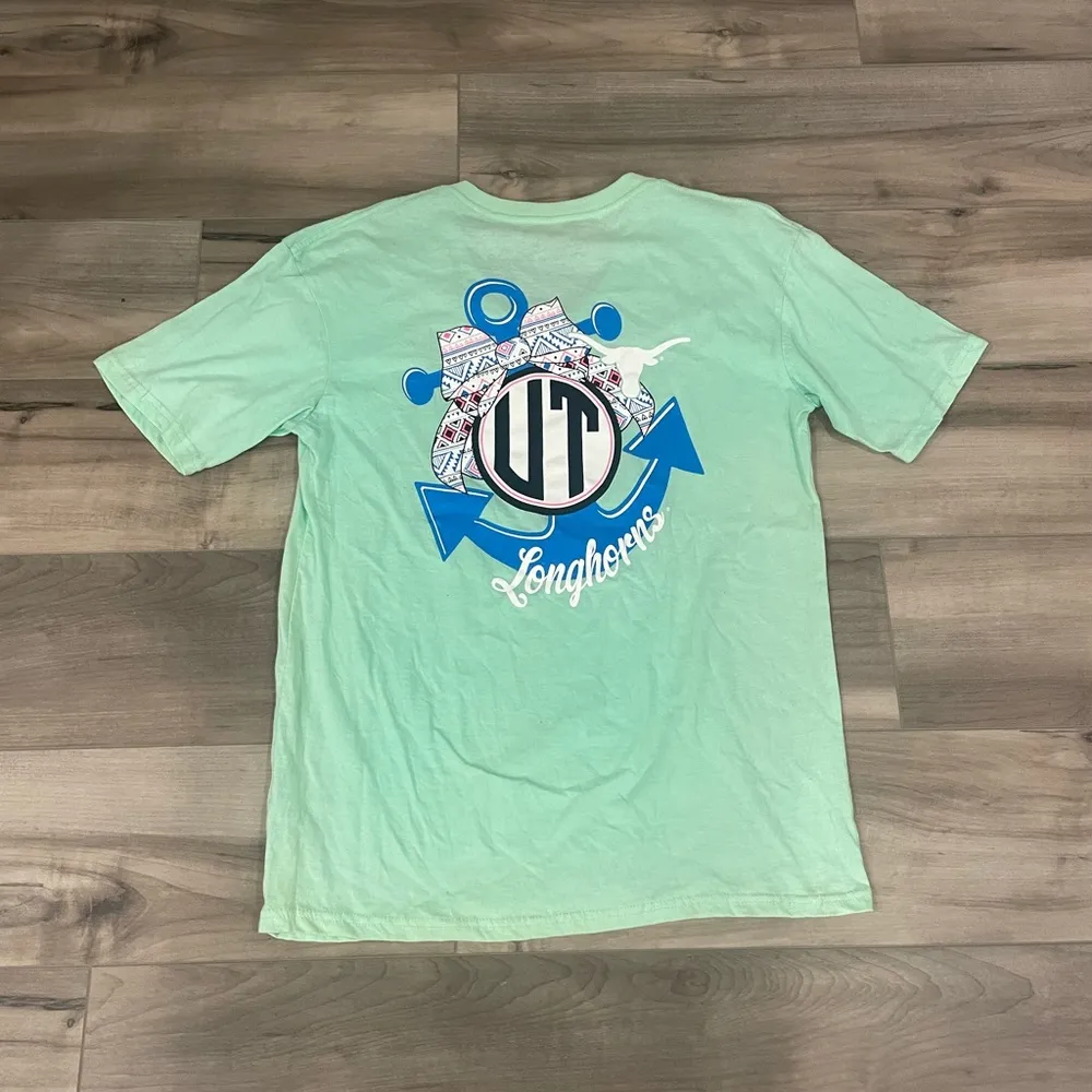 University of Texas longhorns green blue and white shirt ut medium - Image 2