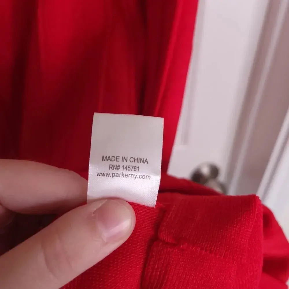 PARKER Hamilton Knit Fit and Flare Dress Red Short Sleeve Size Large - Image 6