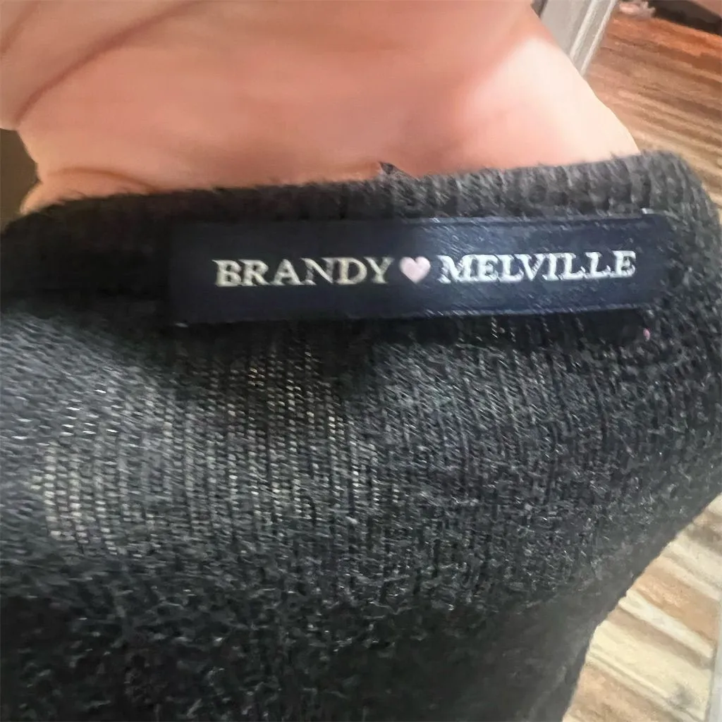 Brandy Melville Women's Black Henley Long Sleeve Button-Up Top M - Image 6