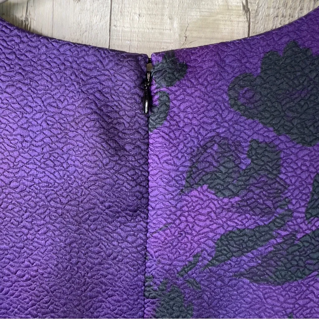 Natori Purple & Black Textured Size 10 Sleeveless Sheath Fit & Flare Dress(Flaw) - Image 5