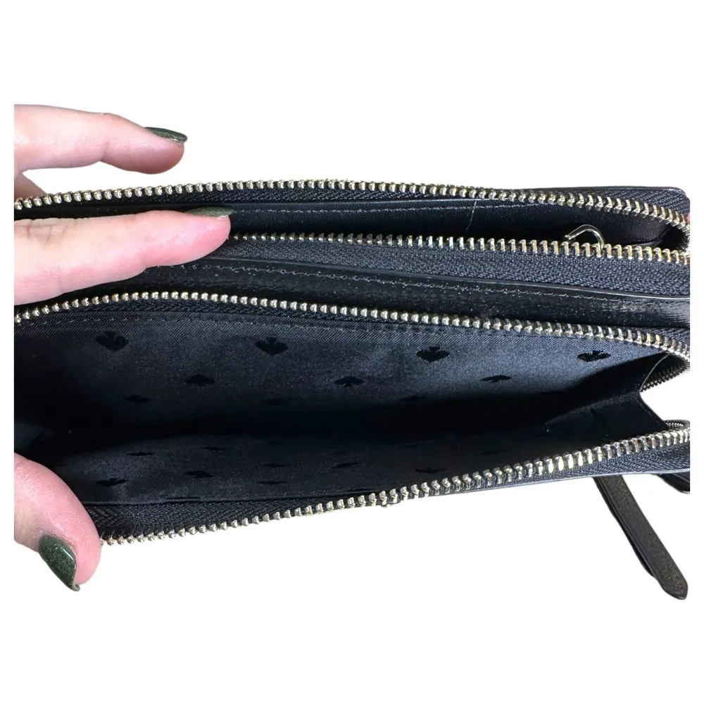 Kate Spade Black Cow Leather Full Zip Large Wallet Wristlet - Image 2