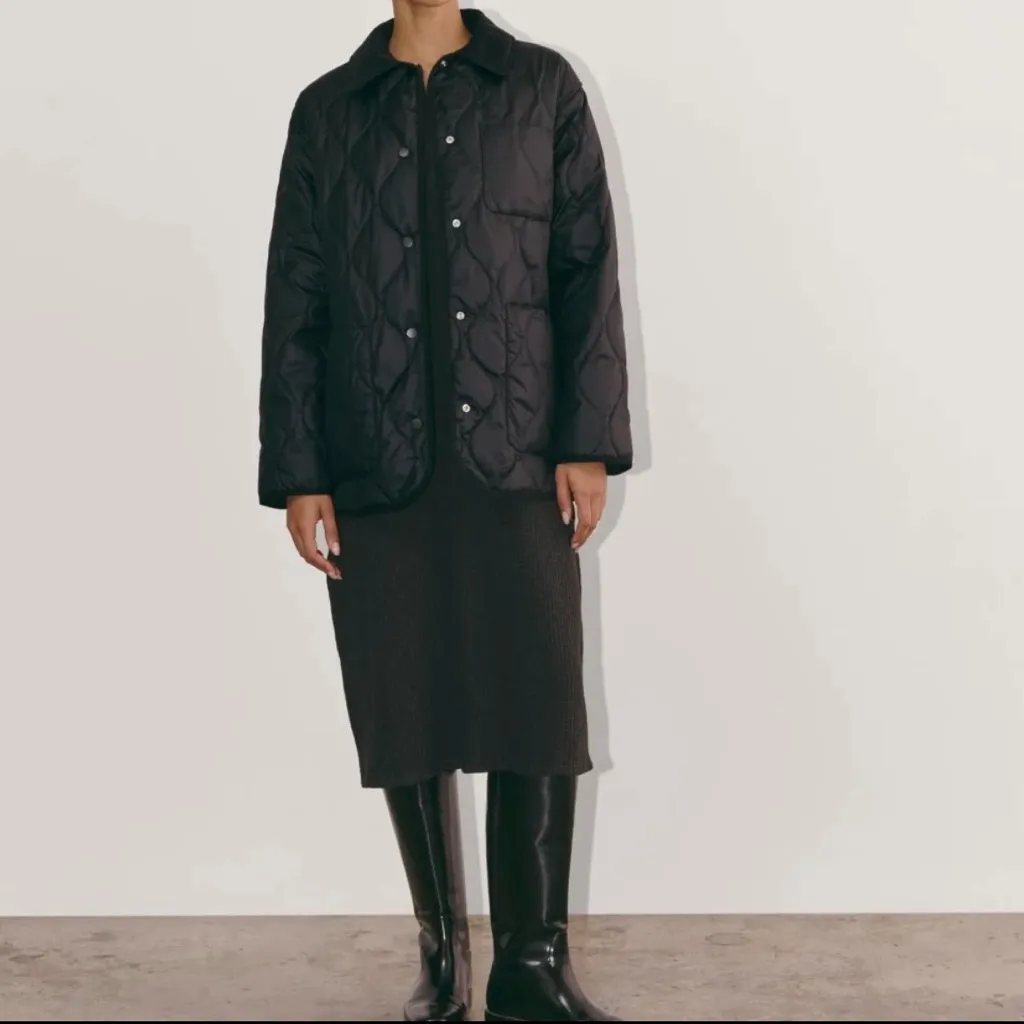 Everlane Quilted Ranch Jacket Chore Barn Corduroy Collar Black Size M - Image 2