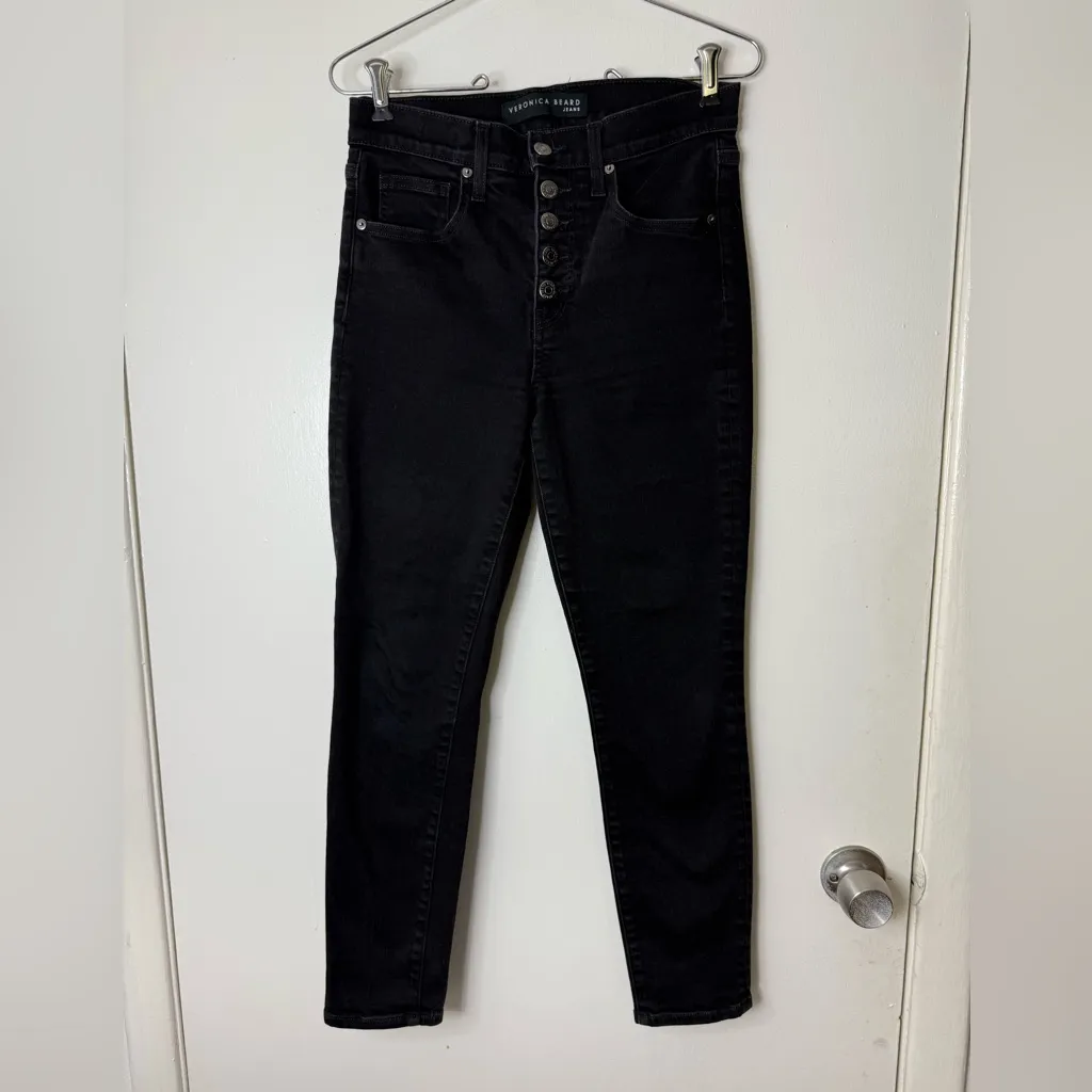 Veronica Beard Debbie black onyx, high rise, cropped skinny jeans. 27 - Image 4