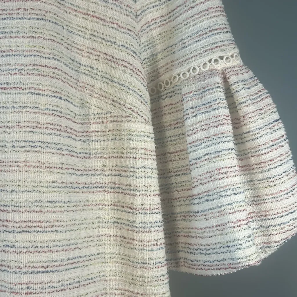 Loft Dress Women's Size M Ann Taylor Rainbow Tweed Balloon Half Sleeve Striped - Image 4