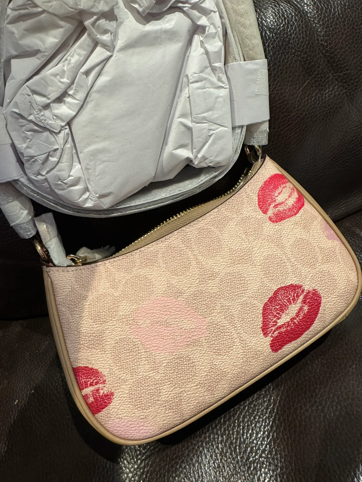 NWT  Teri Mini Crossbody Bag In Signature Canvas With Lips Print CZ943 - Image 3