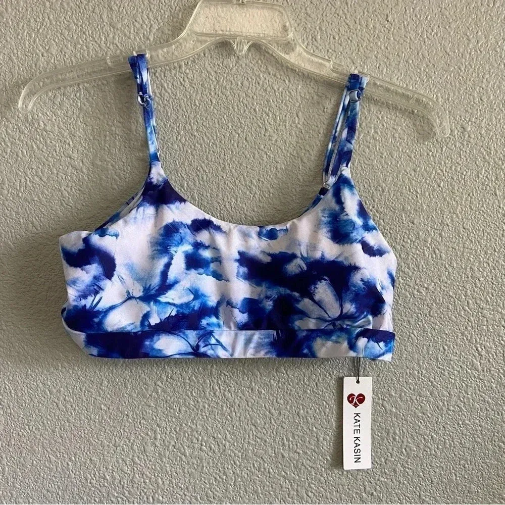 Kate Kasin 3 piece bikini short sarong set NWT Size XL High Waist‎ Blue - Image 6