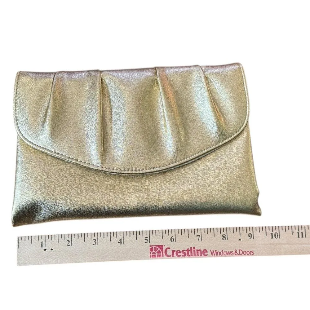 VTG Polished Gold Evening Bag Pleated Clutch Party Purse 1978 Avon READ NOTE - Image 3