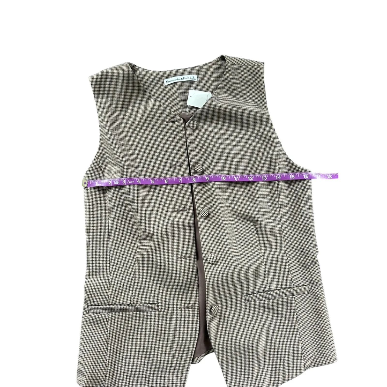 Abercrombie Fitch Houndstooth Vest Waistcoat Button Front Layering NWT - Image 5