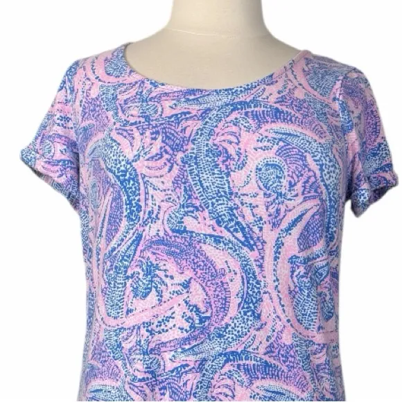 Lilly Pulitzer Short Sleeve Tammy Dress Pink Blue Alligator Women’s Size XL - Image 6