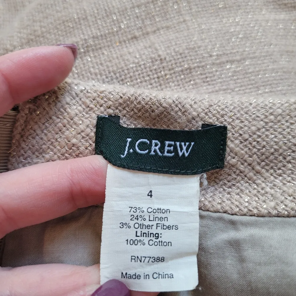 J. Crew Linen Blend Tan and Gold Mini Skirt - Image 7
