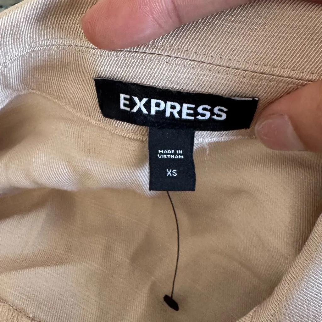 Express Linen-Blend V-Neck Utility Blazer Romper Size X-Small - Image 5