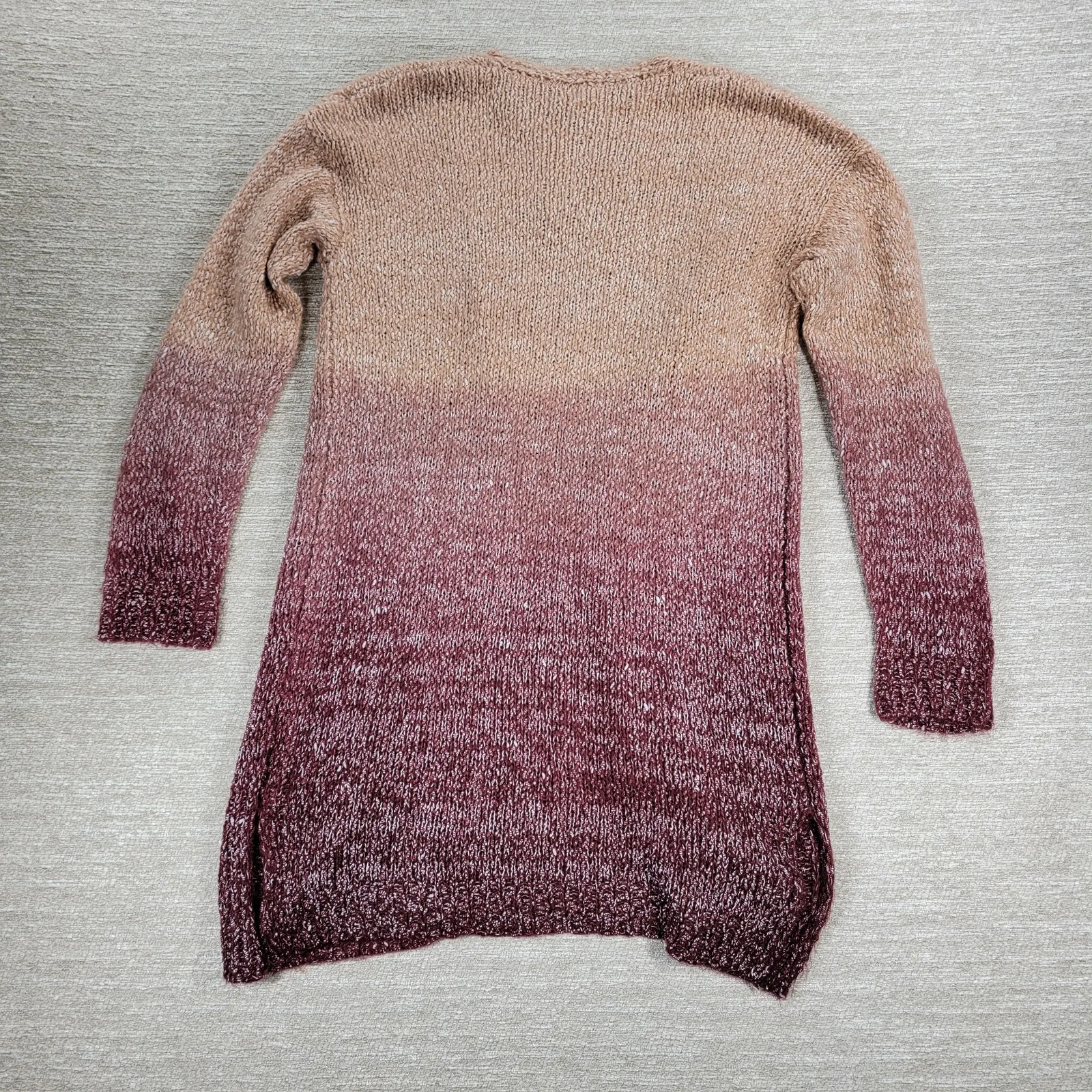 Entro Vilma Ombre Longline Open Cardigan Sweater Medium NWT Wine Blush Knit - Image 15