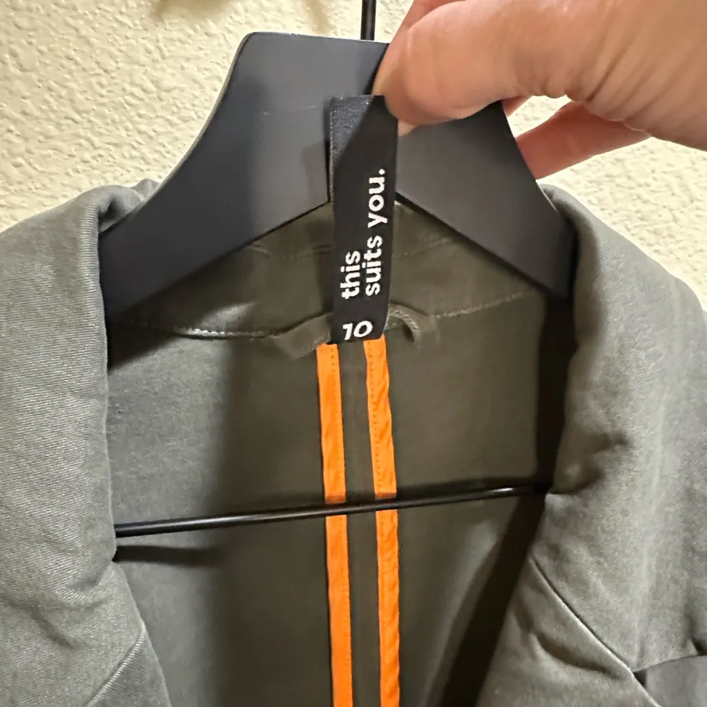 Peau De Loup Betta Button Up Suit Jacket Olive green size 10 - Image 3