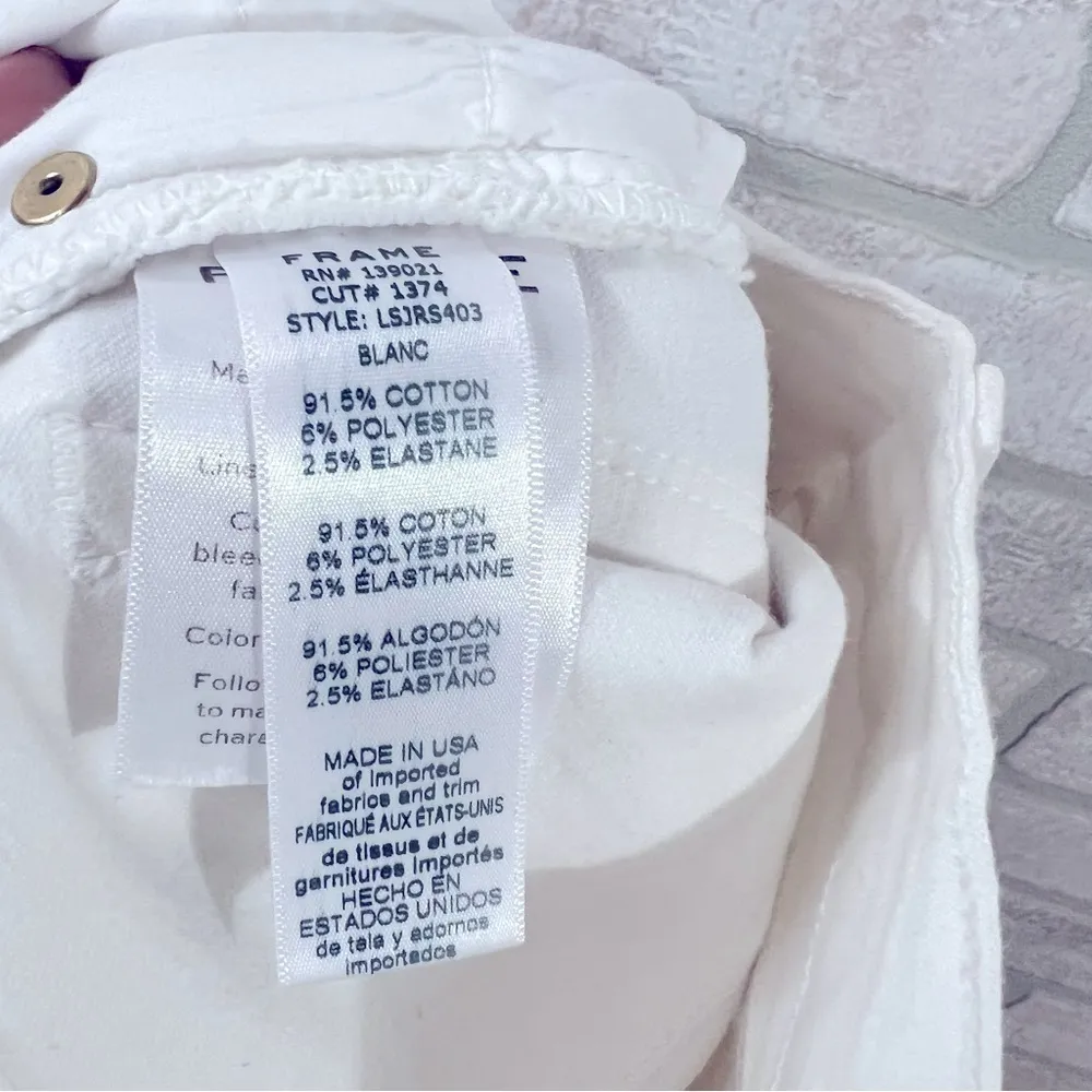 Frame Denim Le Skinny de Jeanne Raw Stagger Hem Jeans in Blanc Size 24 - Image 12