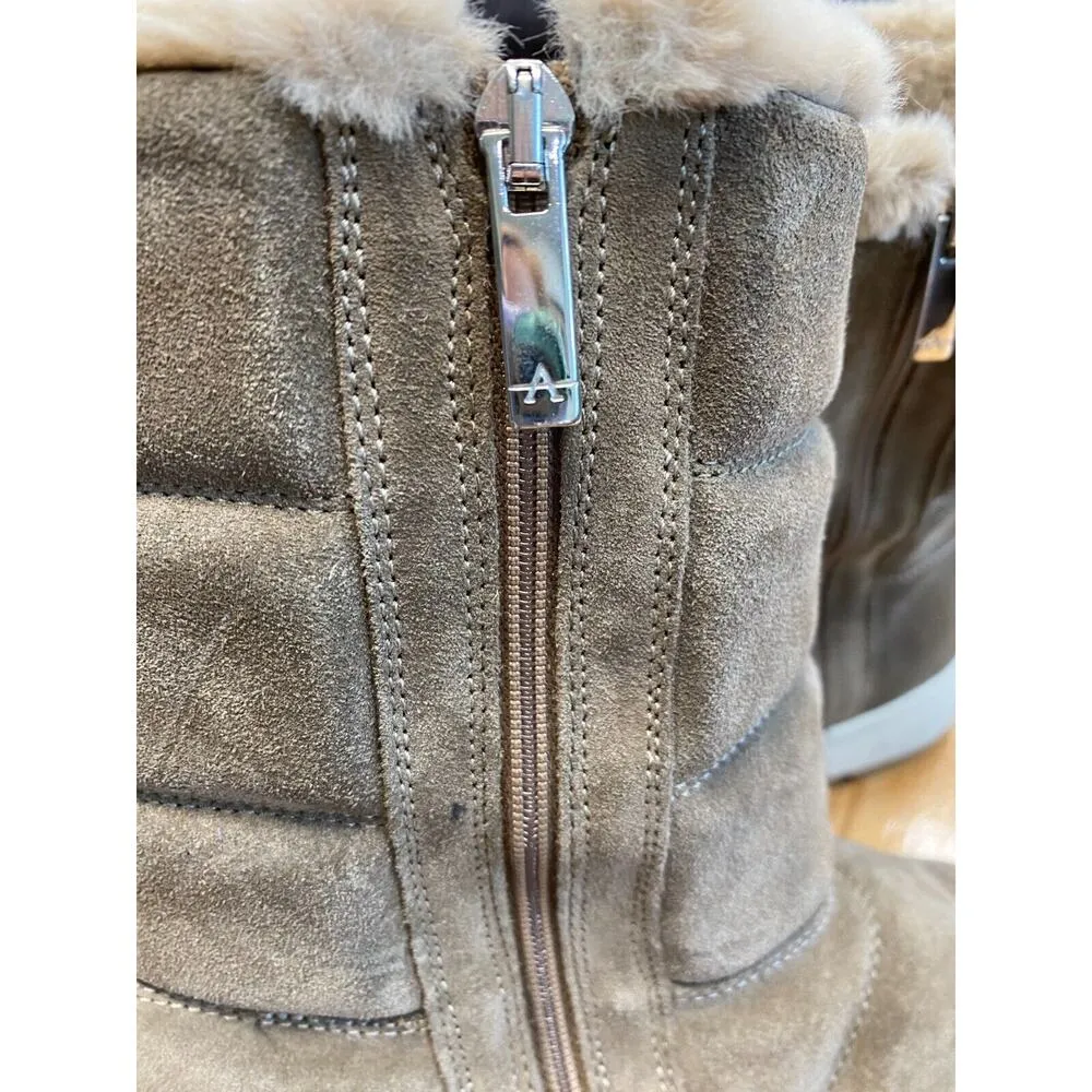 Aquatalia Alcee Faux Fur Lined Boots Womens 6.5 Brown Suede Round Toe Bootie S23 - Image 6