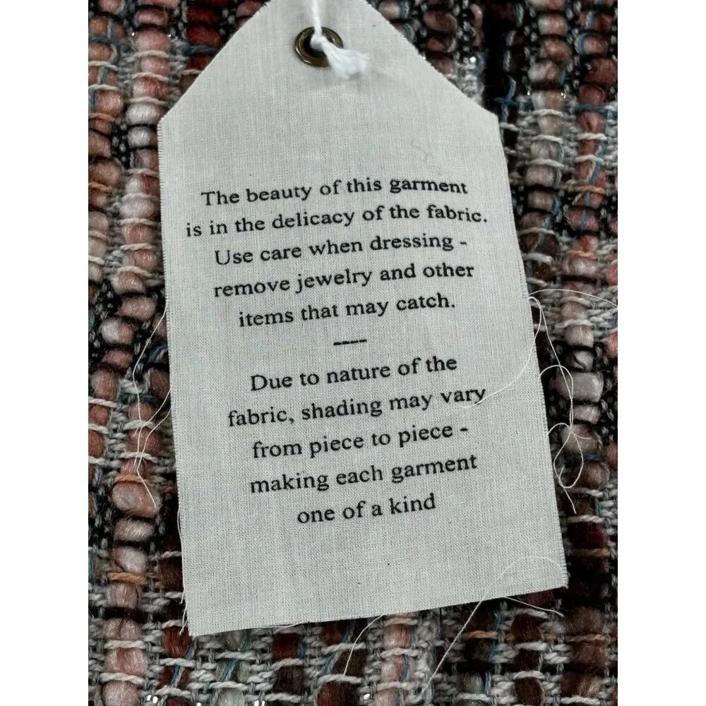 Ett Twa Anthropologie Petites XSP Fringe Hem Plaid Jacket Boho Tweed - Image 7