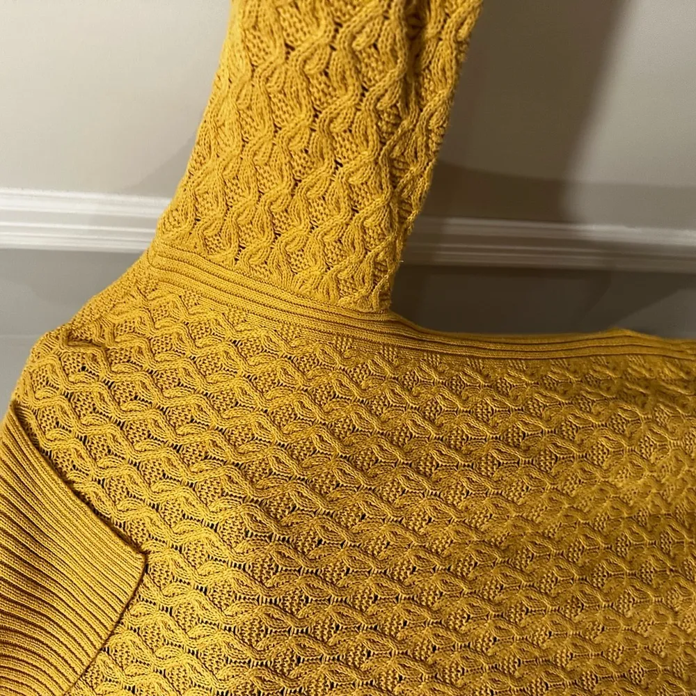 Jeanne Pierre Large Yellow Mixed Cable Knit Cowl Neck Sweater Pullover Sweater. - Image 14
