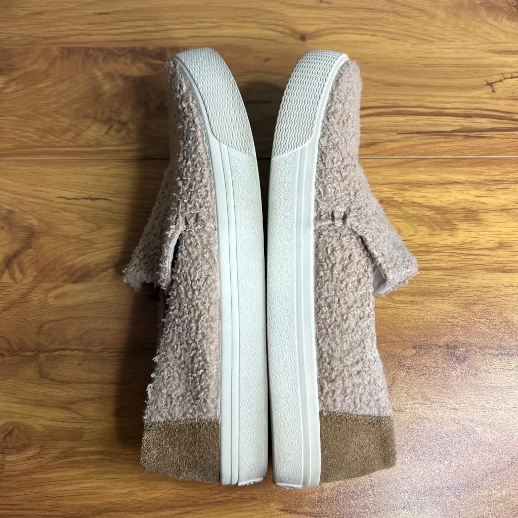Toms Sunset Faux Sherling Slip On Shoes Womens‎ 9.5 Fuzzy Teddy Tan - Image 9