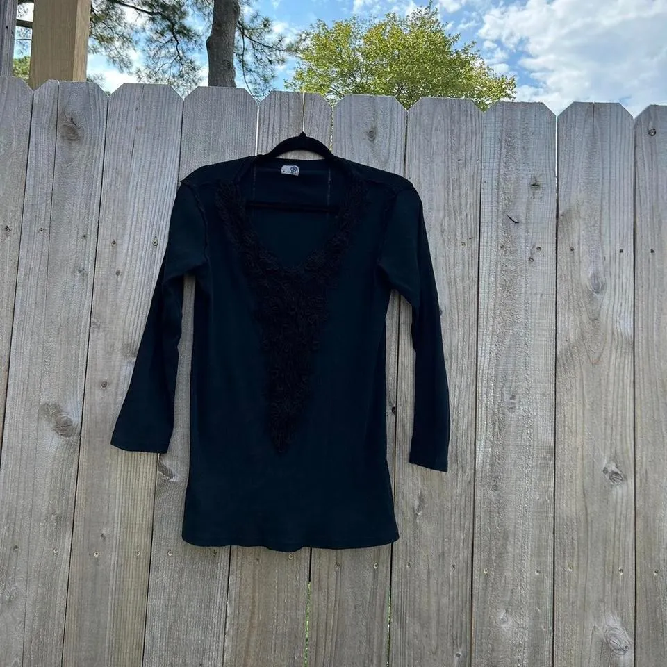 Black long sleeve Whimsygoth Y2k top by meworld‎ size large - Image 3